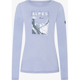 Super.natural Alpes LS Women’s Long Sleeve Shirt Blue/Storm Weather/Off White M