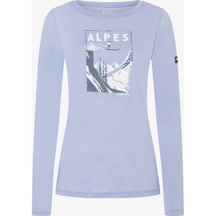 Super.natural Alpes LS Women’s Long Sleeve Shirt Blue/Storm Weather/Off White M