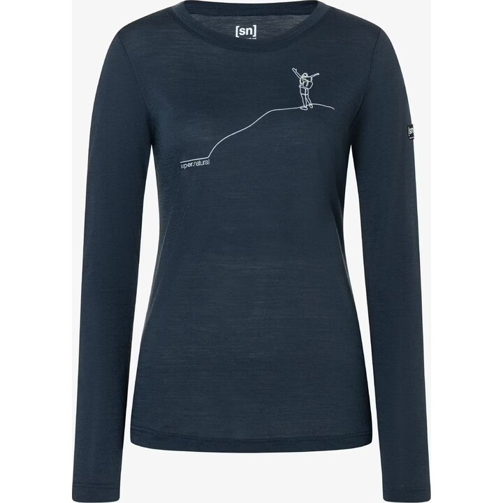 Maglietta a maniche lunghe Super.natural Berggluck LS da donna, colore Blueberry/Feather Grey, taglia S