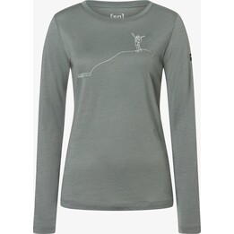 Super.natural Berggluck LS Damen-Langarmshirt Eukalyptus/Feather Grey M