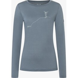Super.natural Berggluck LS Damen-Langarmshirt „Stormy Weather/Feather Grey“ Größe S