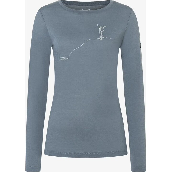 Maglietta a maniche lunghe Super.natural Berggluck LS da donna, colore Stormy Weather/Feather Grey, taglia S