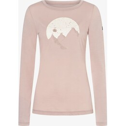 T-shirt en laine mérinos Super.natural Gondola LS pour femme, couleur Dusty Rose / motifs variés, taille M