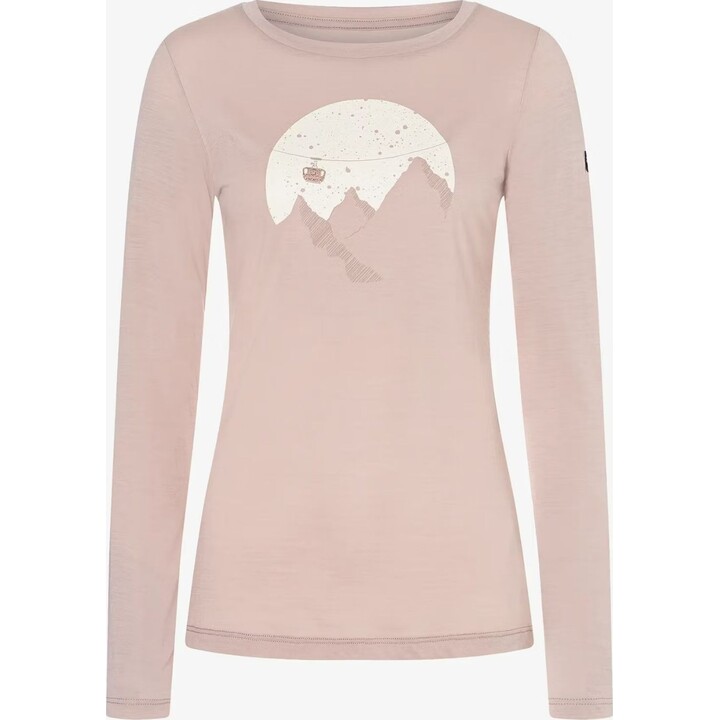 Camiseta de merino para mujer Super.natural Gondola LS, color rosa empolvado/varios, talla M