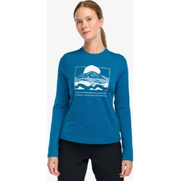 Camisa feminina de manga comprida com estampado da Columbia Parsons Point, azul Phoenix/All Terrain, tamanho S