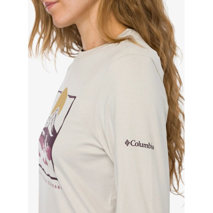 T-shirt graphique à manches longues pour femme Columbia Parsons Point, couleur Dark Stone/All Terrain, taille M