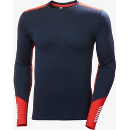 Helly Hansen LIFA Merino Midweight Crew : sous-vêtement technique pour homme, bleu marine/cobalt
