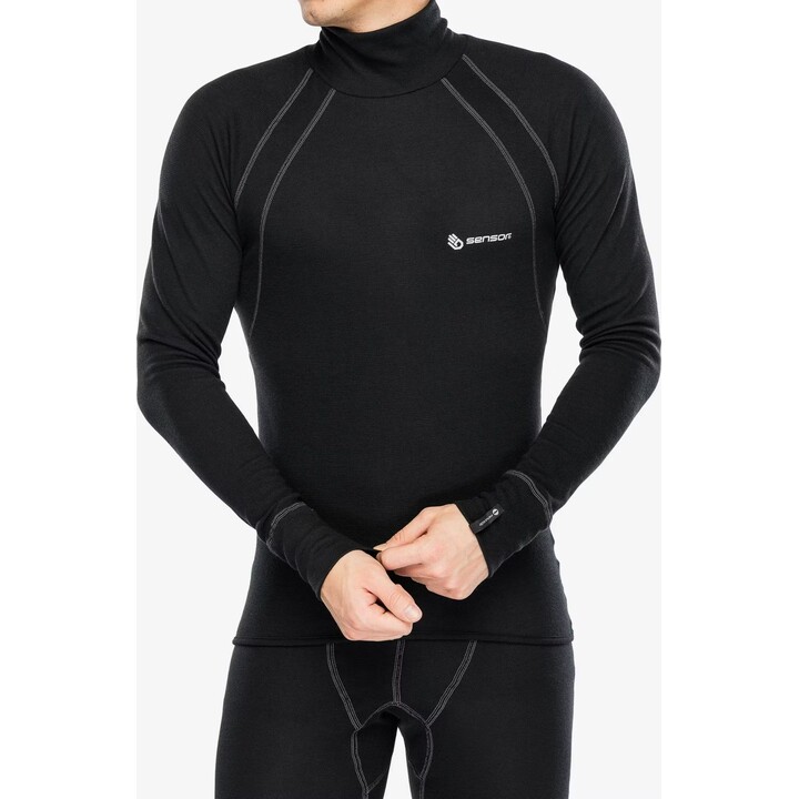 Camiseta interior de manga larga con cuello alto y doble cara «Sensor», color negro, talla L