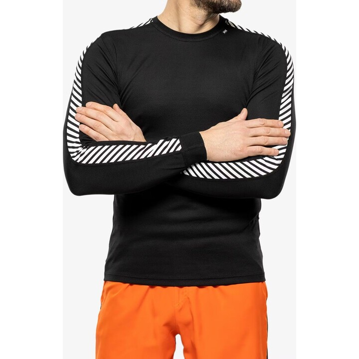 Camiseta interior de manga larga Helly Hansen HH LIFA Stripe Crew, negra, talla L