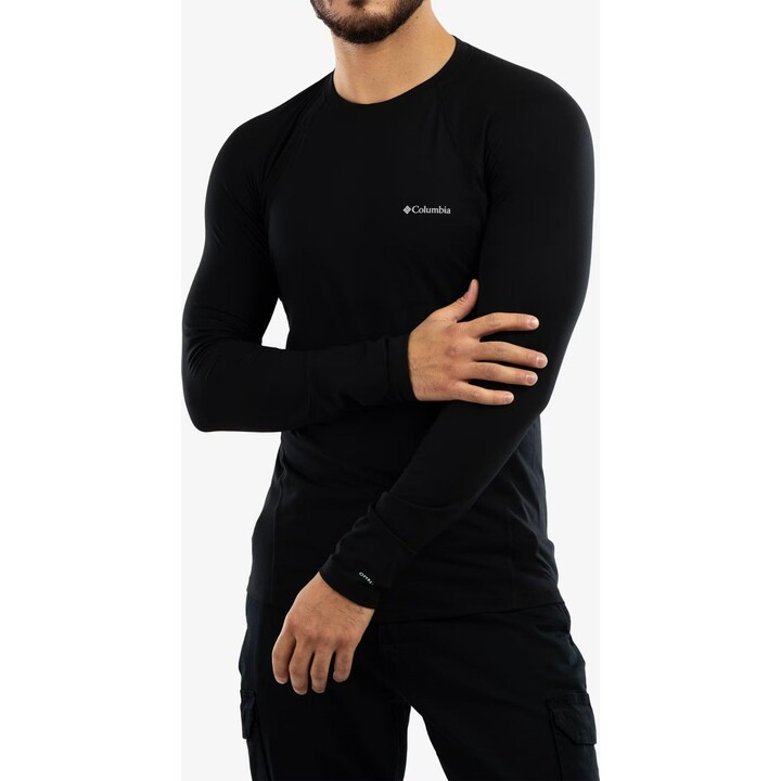 Camisola interior de manga comprida para homem Columbia, de peso médio e elástica, preta, tamanho XL