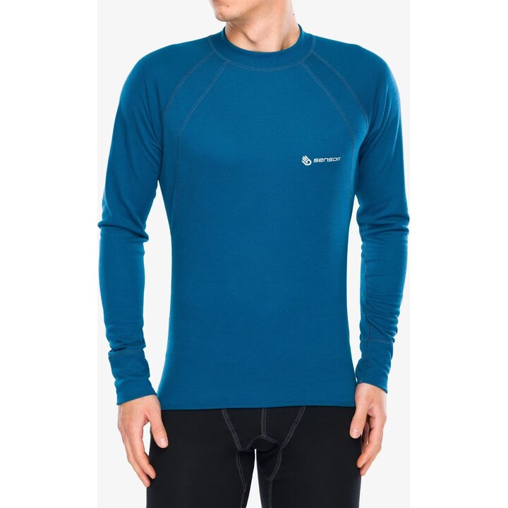 Camiseta interior de manga larga Sensor Double Face para hombre, color zafiro, talla M