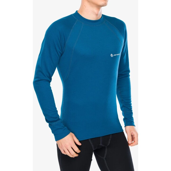 Camiseta interior de manga larga Sensor Double Face para hombre, color zafiro, talla M