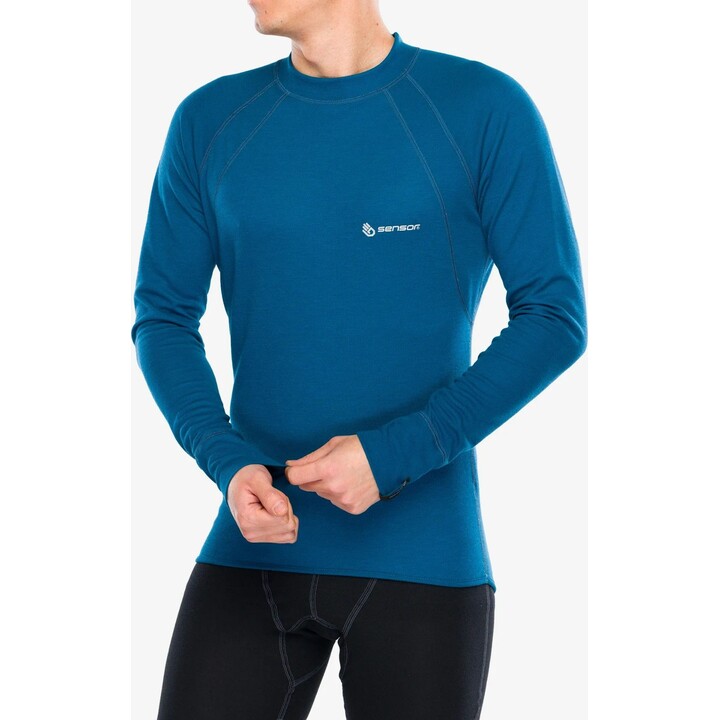 Camiseta interior de manga larga Sensor Double Face para hombre, color zafiro, talla M