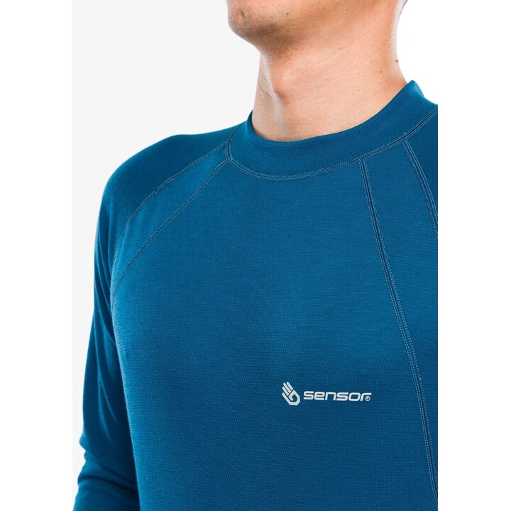 Camiseta interior de manga larga Sensor Double Face para hombre, color zafiro, talla M
