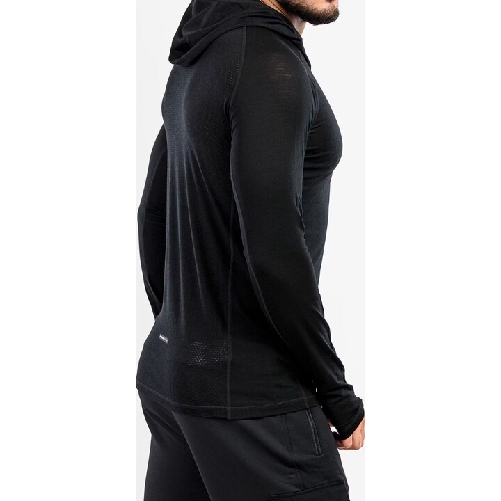 Mons Royale Temple Tech Hood Herren-Merino-Unterhemd, schwarz, Größe S