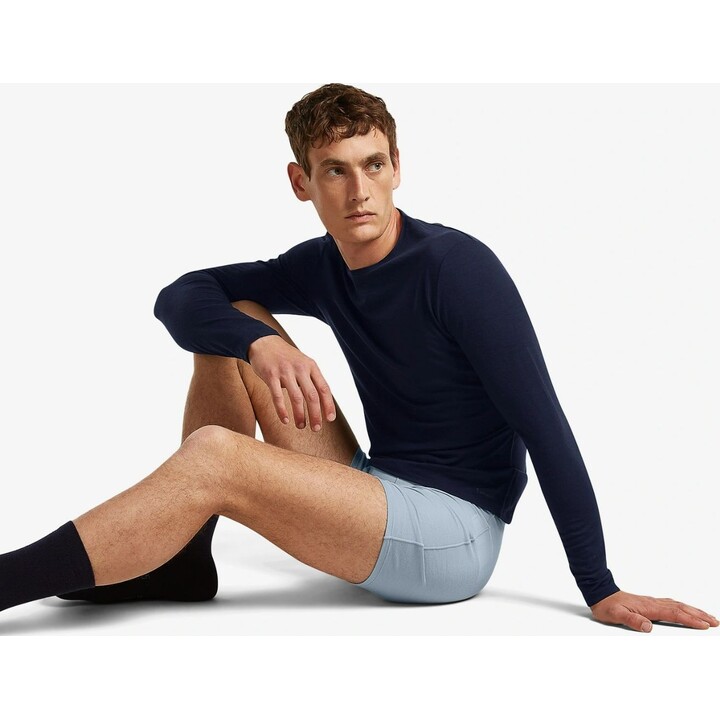 Camiseta interior para hombre Icebreaker Merino 150 Anatomica LS Crewe, color azul marino, talla L