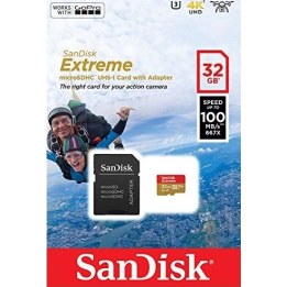 Carte microSDHC SanDisk Extreme 32 Go UHS-I U3 A1 Classe 10 100 Mo/s + adaptateur SD