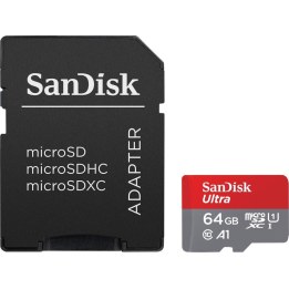 Carte mémoire microSD SanDisk Ultra 64 Go XC avec adaptateur / Classe 10 / 140 Mo/s