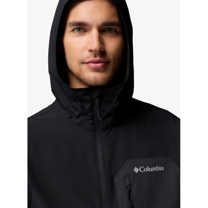 Chaqueta softshell con capucha Columbia Tall Heights III, negra, talla M