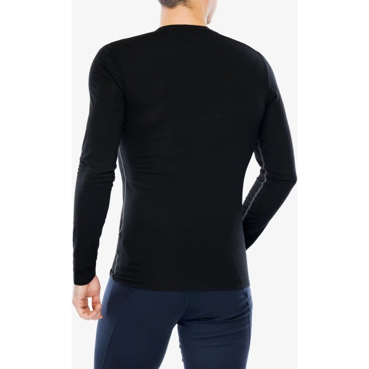 Camiseta interior para hombre Icebreaker Merino 150 Anatomica LS Crewe, color negro, talla L