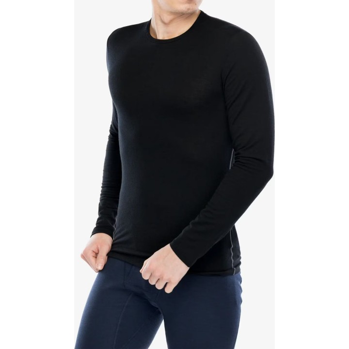 Camiseta interior para hombre Icebreaker Merino 150 Anatomica LS Crewe, color negro, talla L