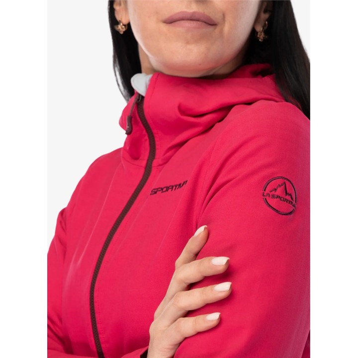 Chaqueta Softshell Descender Storm de La Sportiva para mujer, color Azalea/Redwood, talla S