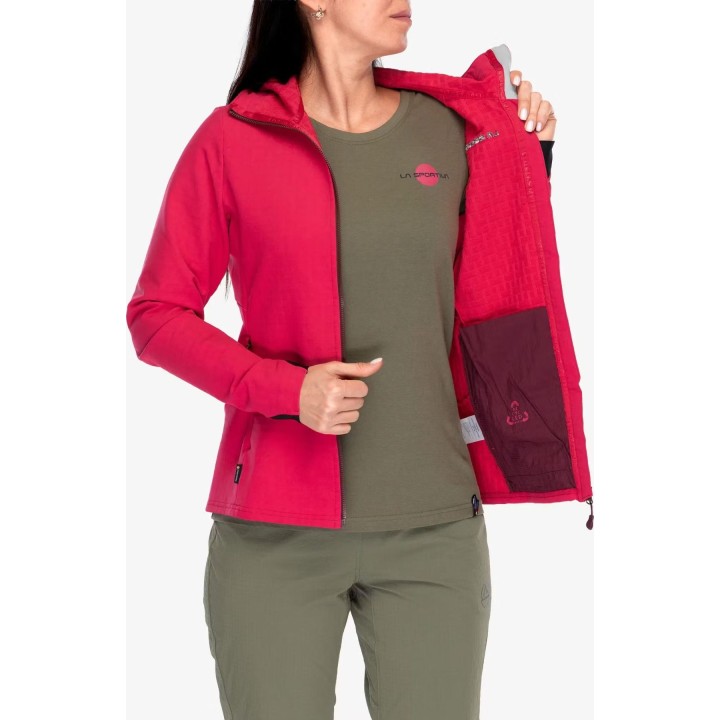 Chaqueta Softshell Descender Storm de La Sportiva para mujer, color Azalea/Redwood, talla S