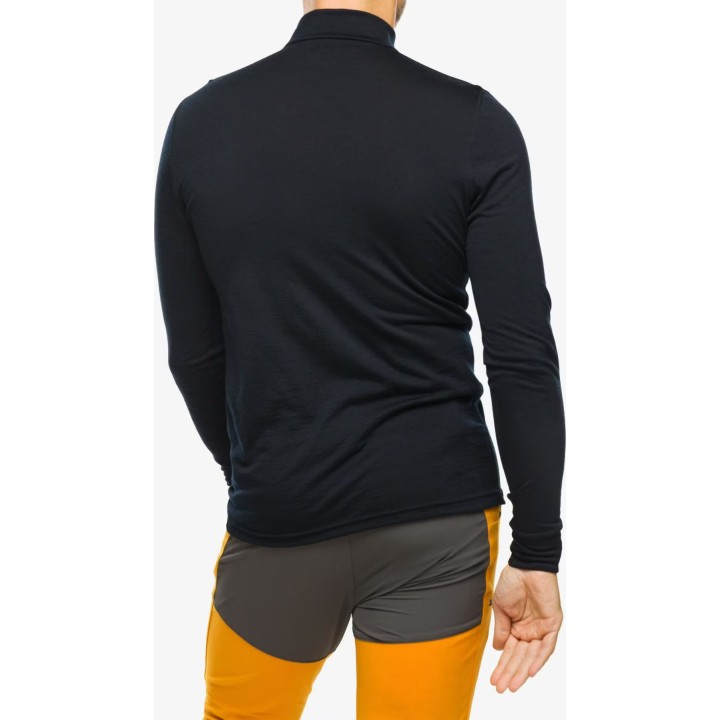 Camiseta Odlo Merino 200 BL para mujer, cuello alto, manga larga, media cremallera, color negro, talla L
