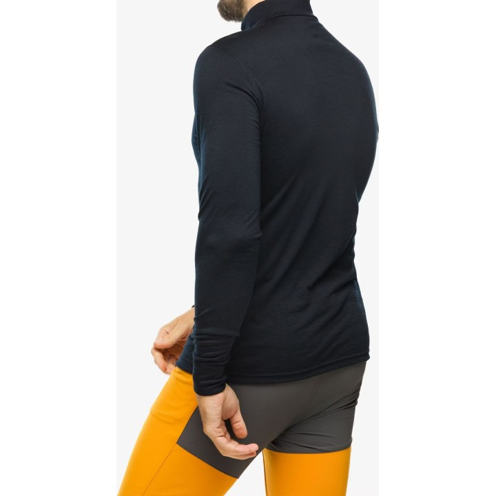 Camiseta Odlo Merino 200 BL para mujer, cuello alto, manga larga, media cremallera, color negro, talla L