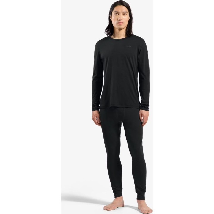 Camisola Odlo Merino Fundamentals BL, gola redonda, manga comprida, preta, tamanho M