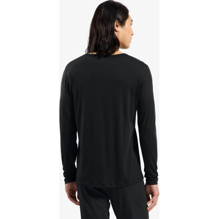Camiseta Odlo Merino Fundamentals BL de cuello redondo, manga larga, negra, talla L