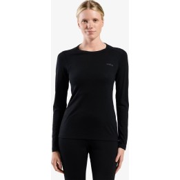 Haut Odlo Merino Fundamentals BL à col rond, manches longues, noir, taille L