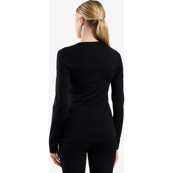 Odlo Merino Fundamentals BL Top mit Rundhalsausschnitt, langärmelig, schwarz, Größe L
