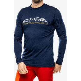 Camiseta Sensor Merino Active PT de manga larga para hombre, azul oscuro