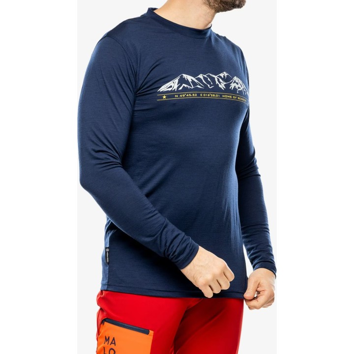 Camiseta Sensor Merino Active PT de manga larga para hombre, azul oscuro