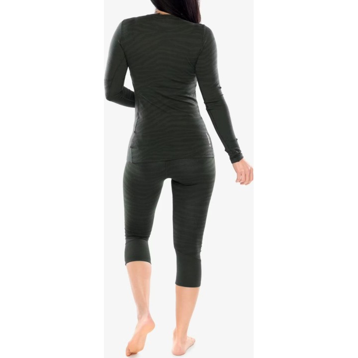 Camiseta térmica de manga larga Salewa Cristallo Warm para mujer, color verde oliva oscuro