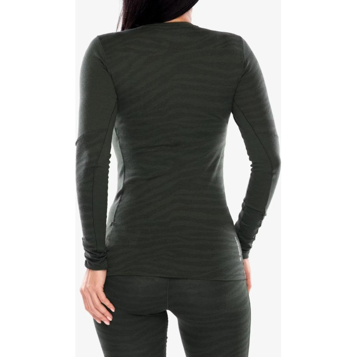 Camiseta térmica de manga larga Salewa Cristallo Warm para mujer, color verde oliva oscuro