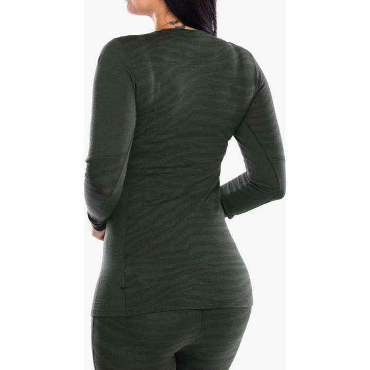 Camiseta térmica de manga larga Salewa Cristallo Warm para mujer, color verde oliva oscuro