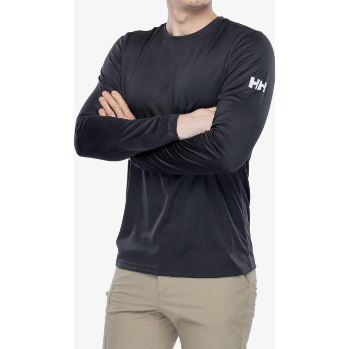 Camiseta térmica Helly Hansen Tech Crew LS 2.0, color Ebony, talla XL