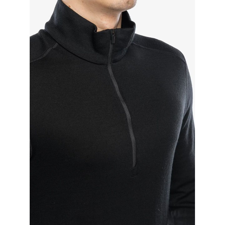 Camiseta térmica Icebreaker Merino 260 Tech LS con media cremallera, negra, talla XXL