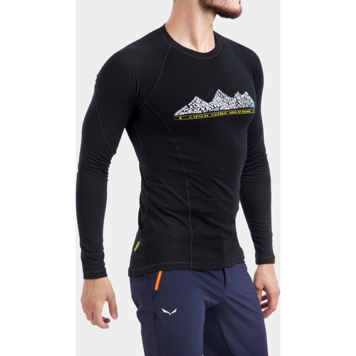 Camiseta térmica Sensor Merino DF Adventure de manga larga para hombre, color negro, talla L
