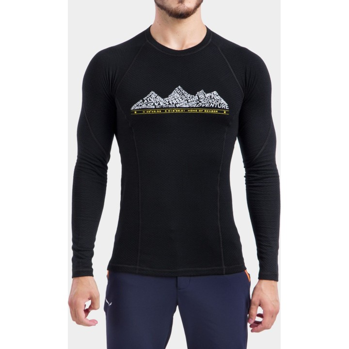 Camiseta térmica Sensor Merino DF Adventure de manga larga para hombre, color negro, talla L