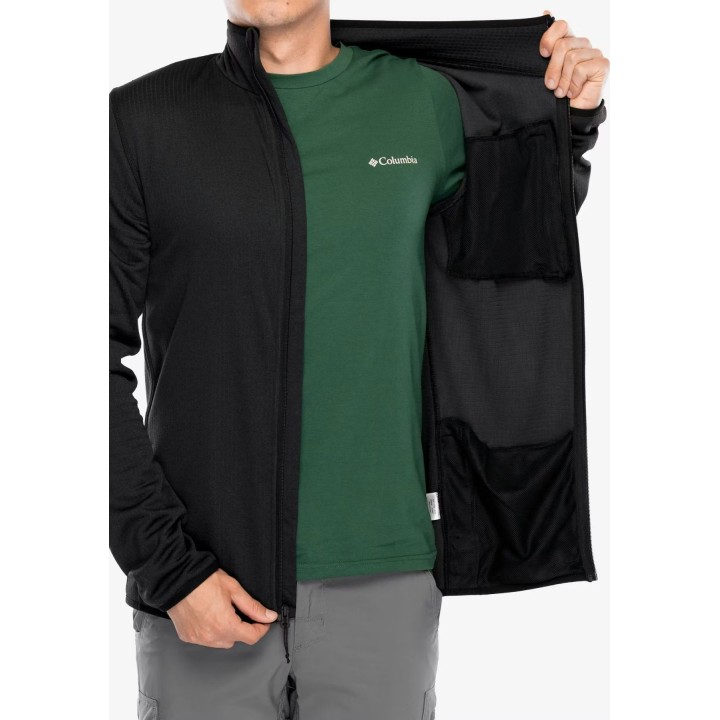 Chaqueta Columbia Essential Hike Grid Fleece con cremallera completa, color negro, talla S