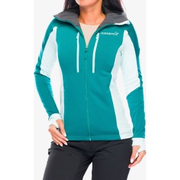 Chaqueta con capucha Norrøna Trollveggen Powerstretch Pro Zip para mujer, color Everglade, talla L