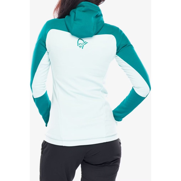Chaqueta con capucha Norrøna Trollveggen Powerstretch Pro Zip para mujer, color Everglade, talla L