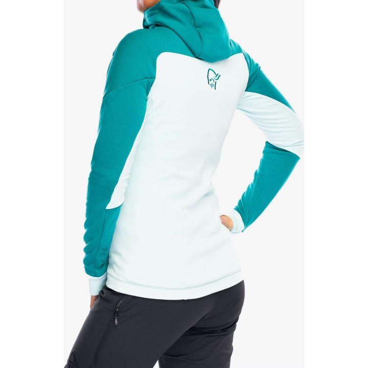 Casaco com capuz Norrøna Trollveggen Powerstretch Pro Zip para mulher, cor Everglade, tamanho L