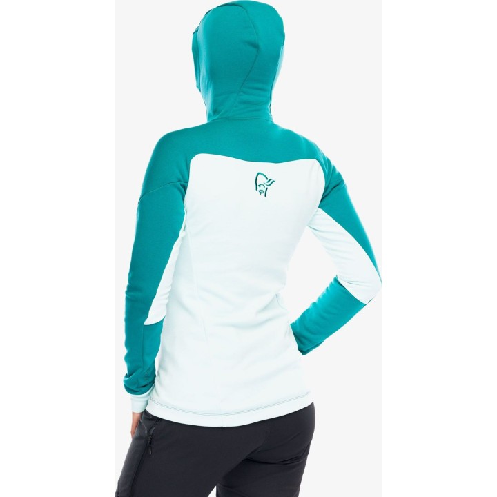 Chaqueta con capucha Norrøna Trollveggen Powerstretch Pro Zip para mujer, color Everglade, talla L