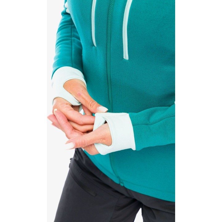 Chaqueta con capucha Norrøna Trollveggen Powerstretch Pro Zip para mujer, color Everglade, talla L