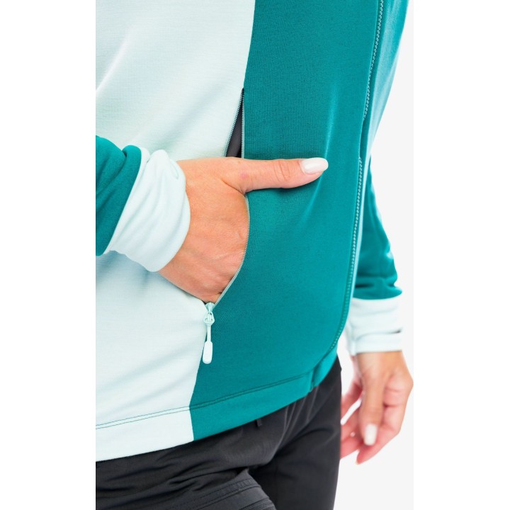 Chaqueta con capucha Norrøna Trollveggen Powerstretch Pro Zip para mujer, color Everglade, talla L