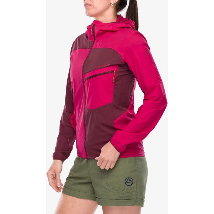 Chaqueta cortavientos Softshell Freeway de La Sportiva para mujer, color Azalea/Rojo, talla S